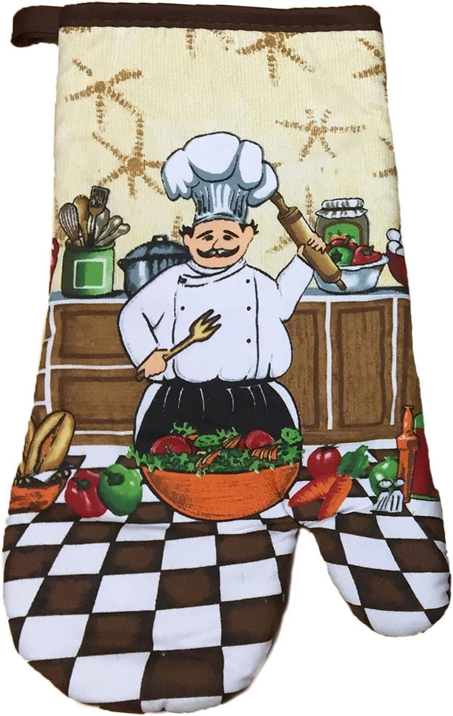 Petal Cliff Juego de 5, toallas de cocina de rizo 100% algodón con estampado de ensalada de chef, tamaño 15 pulgadas x 25 pulgadas.