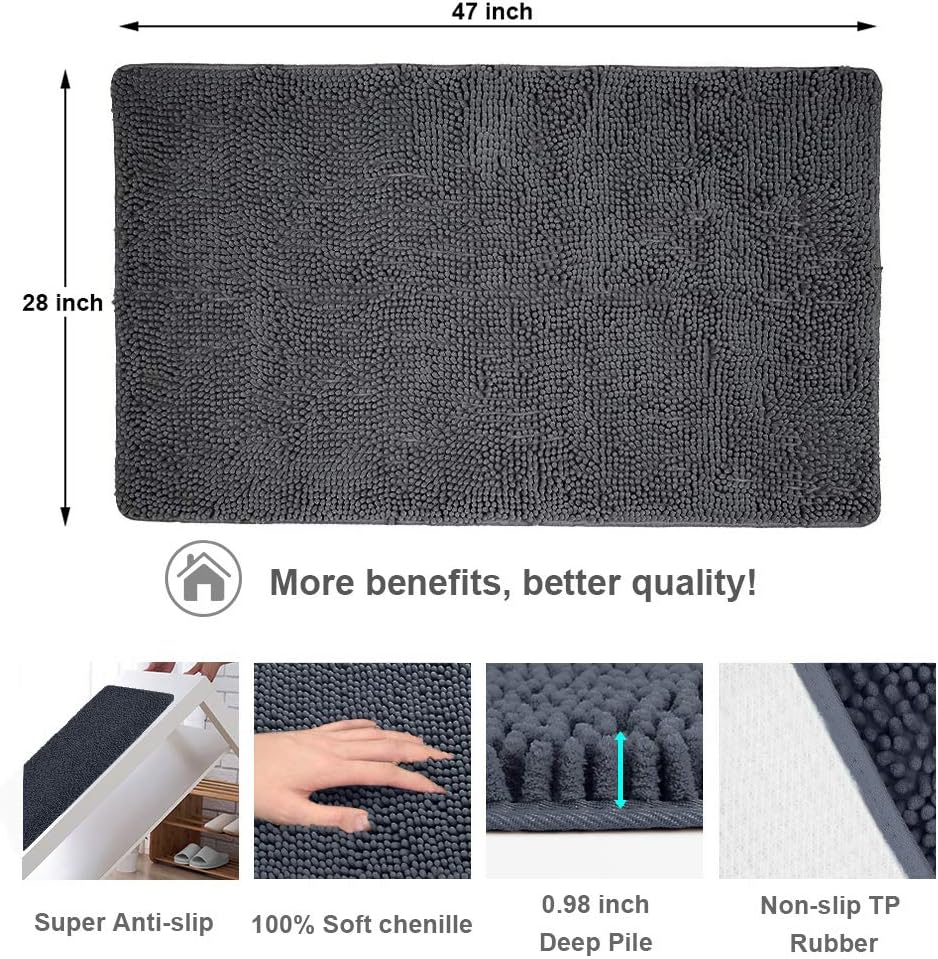 Secura Housewares – Alfombra de baño de microfibra suave, antideslizante, para puerta, baño y dormitorio absorbe el agua, lavable a máquina