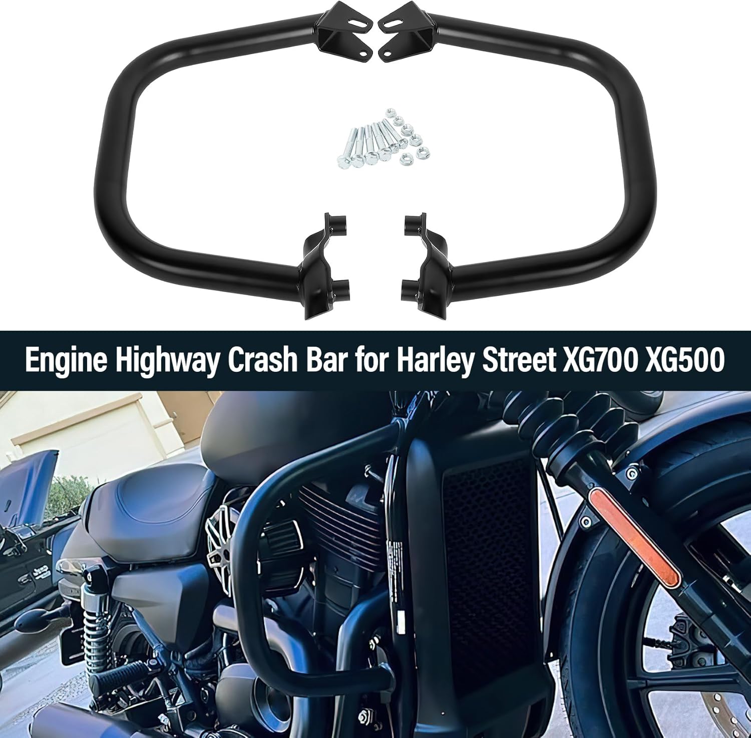 TCT-MOTORPARTS Protector de motor para barra de choque de carretera para Harley Street 500 XG500 750 XG750 2015-2020 Street Rod XG750A 2017-2020
