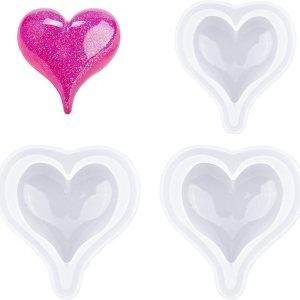 WANDIC 3 moldes de resina epoxi de corazón de amor, moldes de silicona hechos a mano para manualidades, decoración de fondant y fabricación de WANDIC 3 moldes de resina epoxi de corazón de amor, moldes de silicona hechos a mano para manualidades, decoración de fondant y fabricación de