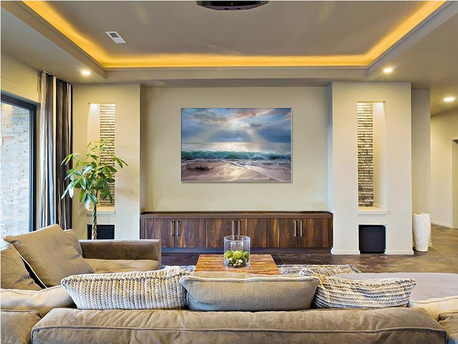 Arte de pared de playa, olas del océano, cuadros impresos en lienzo, pintura de paisaje marino para decoración de casa de playa, regalo de