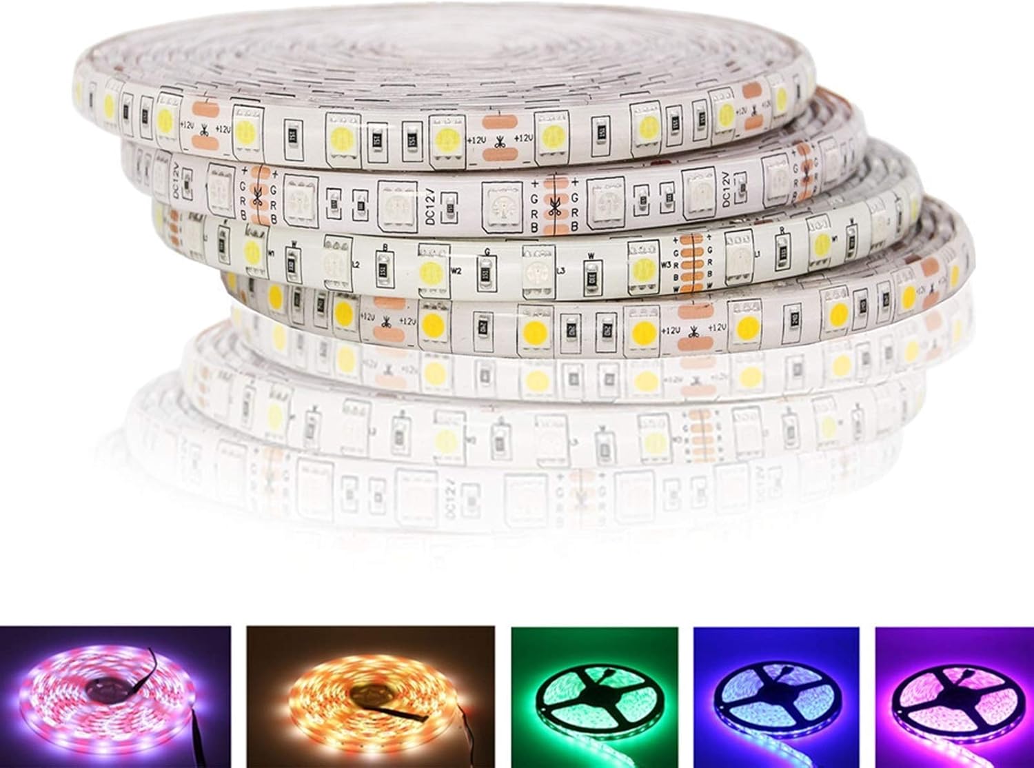 Fengyan Luces de paisaje 5M 300LED RGB LED Tira 5050 DC12V RGB+CCT Tira LED Impermeable RGBW RGBWW Tira de cinta de neón flexible Tira de luz LED