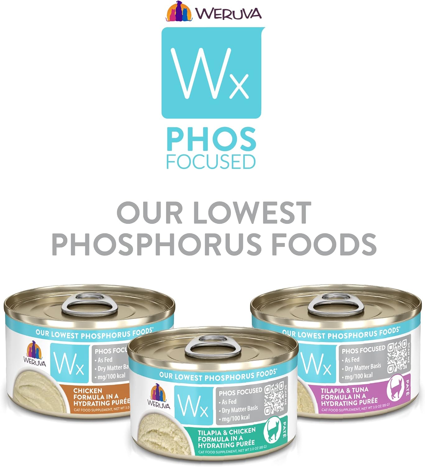 Weruva Wx Phos Focused, paquete variado de fórmulas de paté, lata de 3 onzas (paquete de 12)