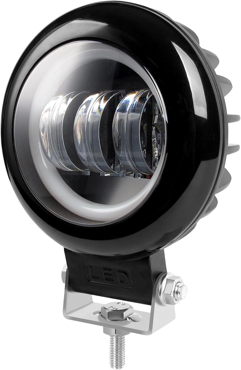 Luz LED de trabajo de 5 pulgadas, 30 W, haz de inundación LED blanco para automóvil, 4×4, todoterreno, camión, ATV 12V 24V, ojos de ángel, rojo,