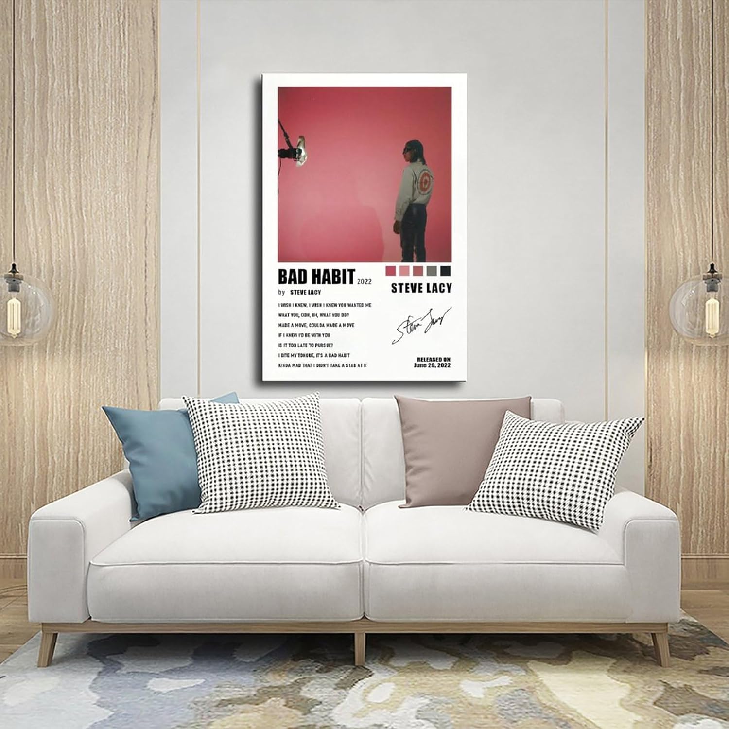 Fyzuf Póster de lienzo con texto en inglés “Singer Steve Lacy Music Bad Habit Bad Habit” para decoración de pared, pinturas para sala de estar,