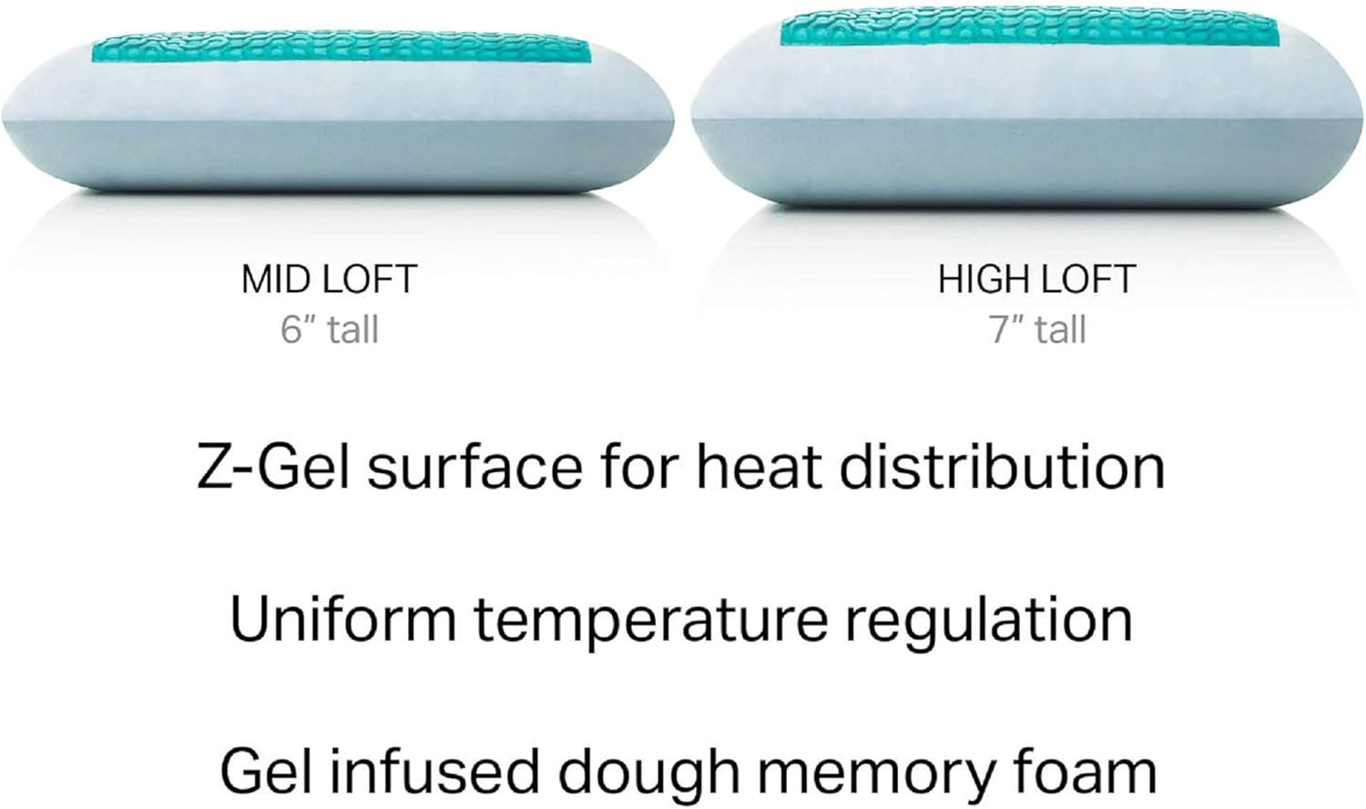 Z Gel almohada de espuma viscoelástica con funda de terciopelo extraíble, Memory Foam, Mid Loft, King