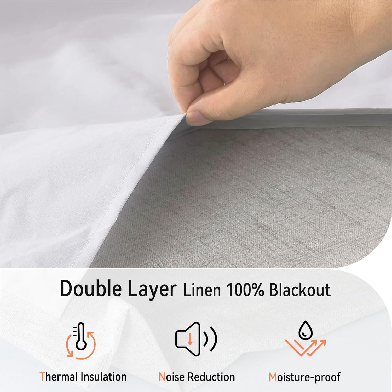 Cortinas 100% opacas para dormitorio de 54 pulgadas de largo, cortinas de lino con ojales con forro opaco, cortinas opacas de lino para sala de