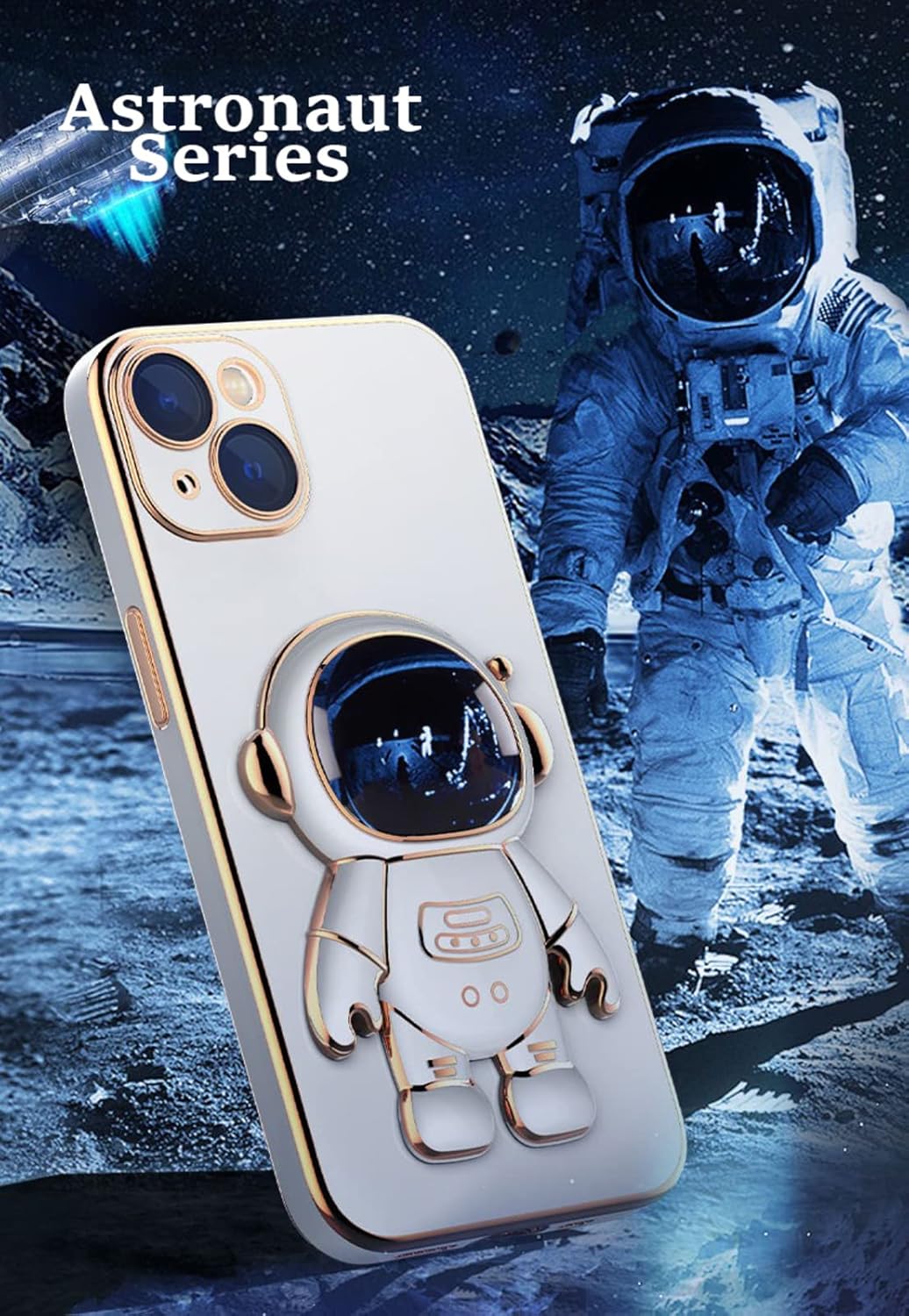 Astronaut – Funda compatible con iPhone 11, 12, 13 Pro Max 6D, con soporte, funda de astronauta azul para iPhone 13 Pro Max