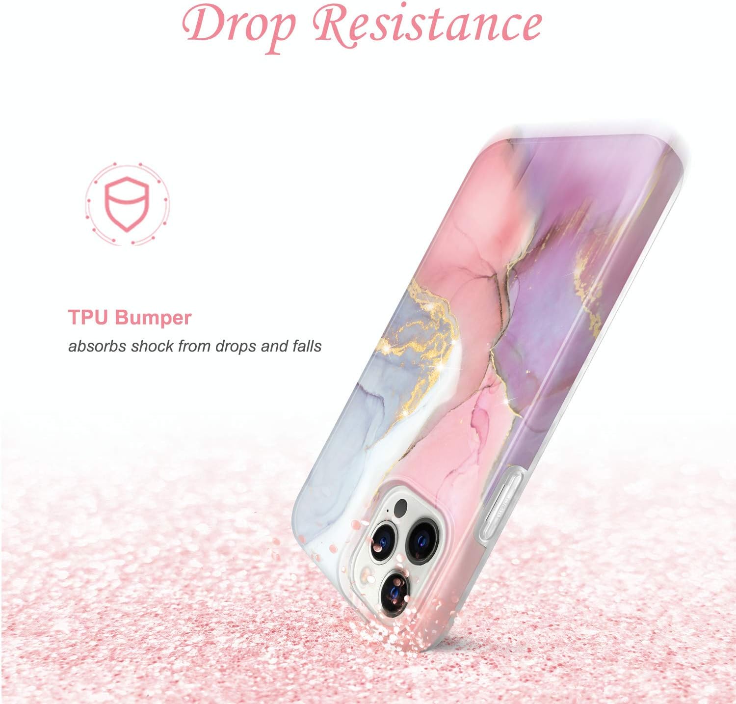 JIAXIUFEN – Funda delgada brillante compatible con iPhone 12 y iPhone 12 Pro, tipo mármol, a prueba de golpes, funda de teléfono de TPU, de suave