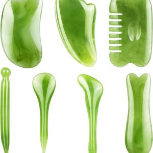 7 herramientas de masaje Gua Sha, herramienta de masaje GuaSha de resina natural, juego de herramientas de masaje para liberación de cara, espalda y 7 herramientas de masaje Gua Sha, herramienta de masaje GuaSha de resina natural, juego de herramientas de masaje para liberación de cara, espalda y