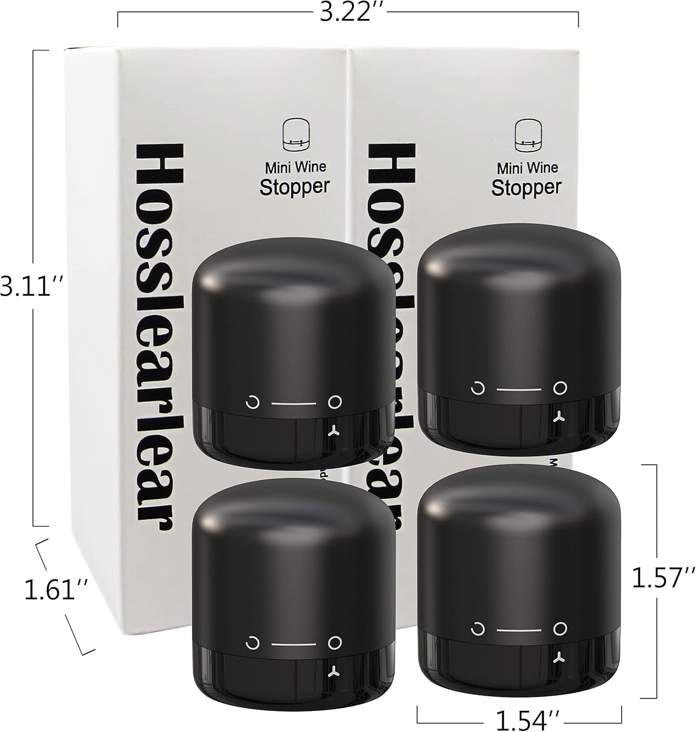 Hosslearlear – Paquete de 4 tapones de vino con cerradura giratoria, sellador de corcho de vino reutilizable, accesorios de vino, regalo para los