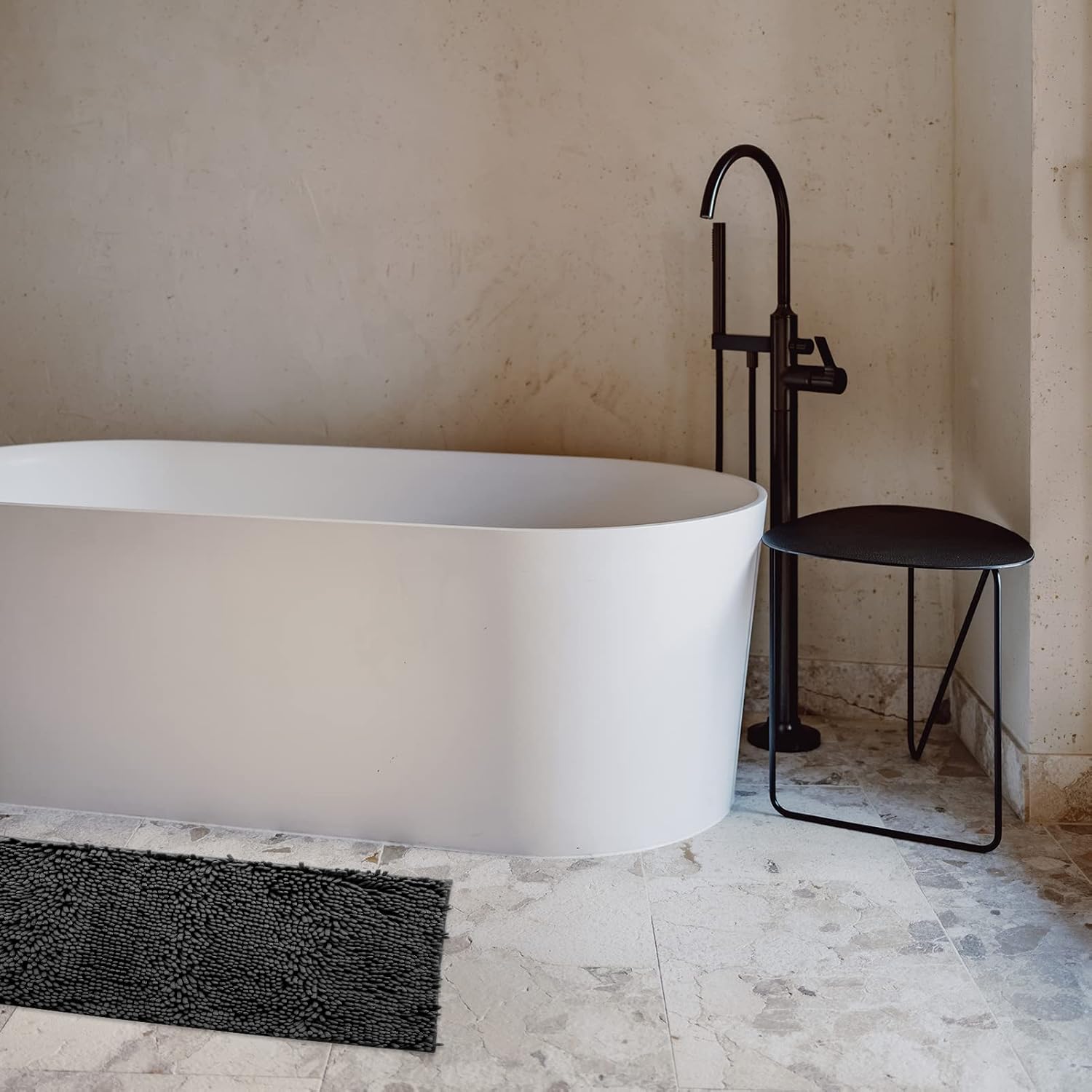 Alfombra de baño antideslizante, de microfibra extrasuave con respaldo antideslizante, absorbente de agua y polvo, de secado rápido, tapete de ducha