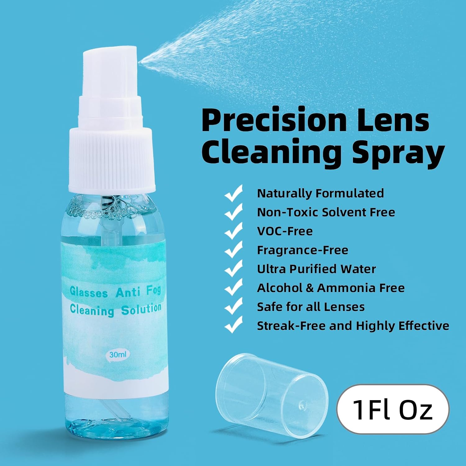 Edglete Kit de limpiador de lentes – Limpiador de lentes antivaho en aerosol con paño de limpieza de lentes de microfibra, kit de reparación de
