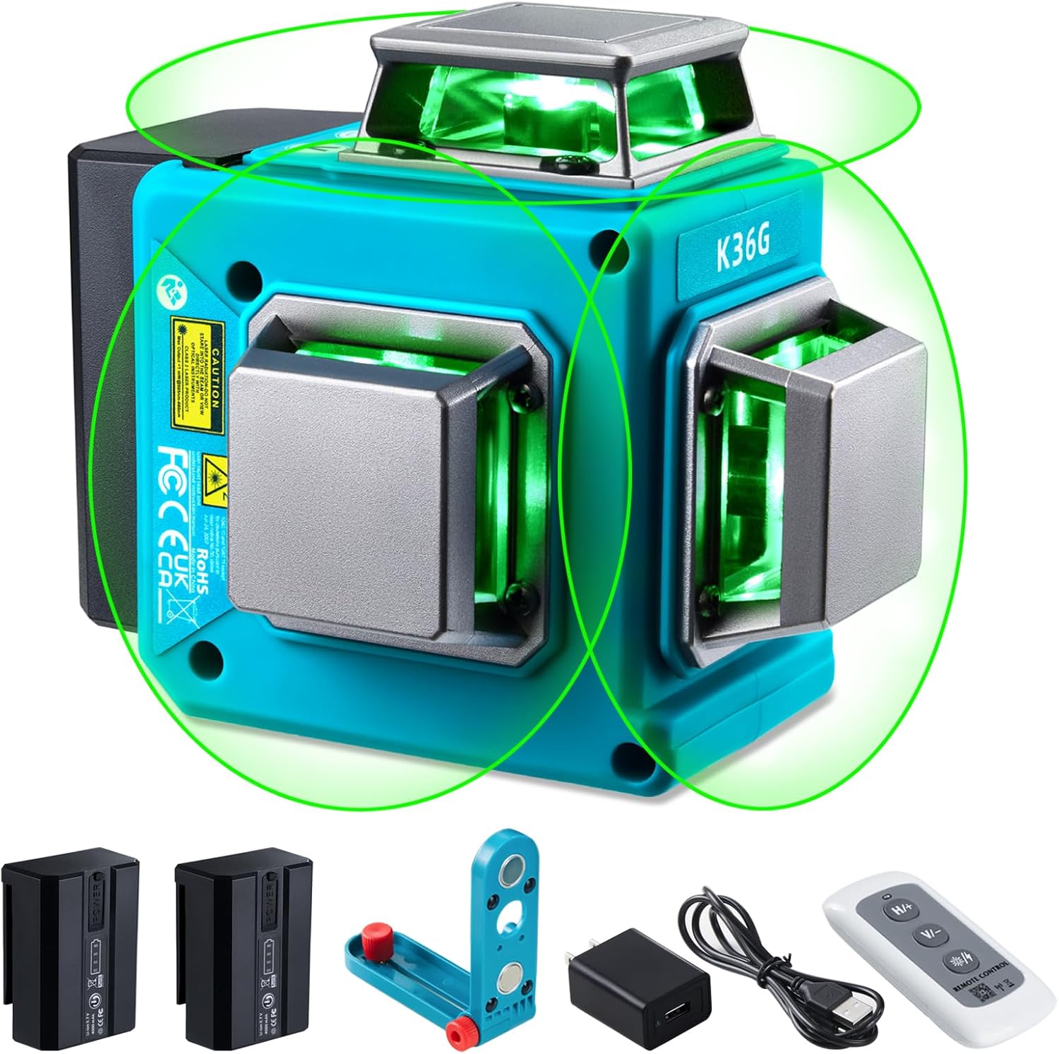 KEZERS Nivel láser  12 líneas de nivel láser autonivelante 3 x 360 línea cruzada 3D herramienta de nivel láser para construccióncolgar imágenes,