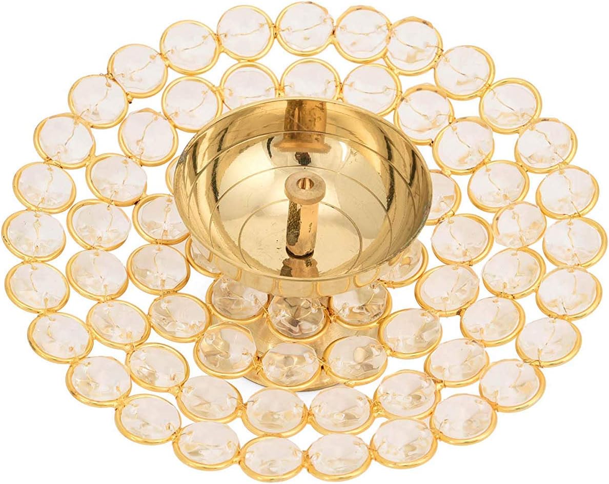 CraftVatika Akhand Diya Oil Puja – Lámpara decorativa redonda para el hogar, oficina, regalos, artículos decorativos (mediano)