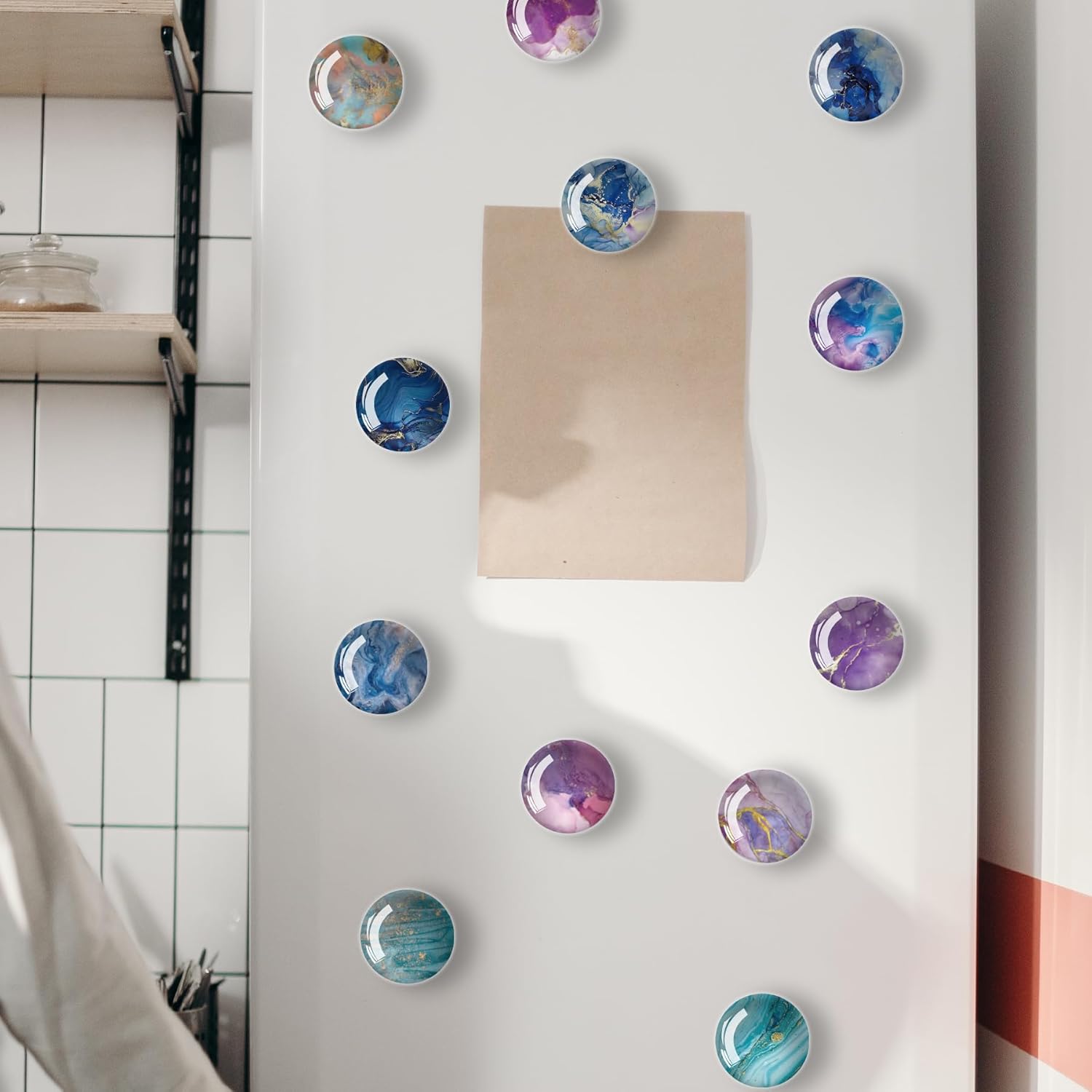 Imanes de mármol para refrigerador, 12 unidades, imán magnético fuerte para refrigerador, decoración de cristal para manualidades, imanes de nevera