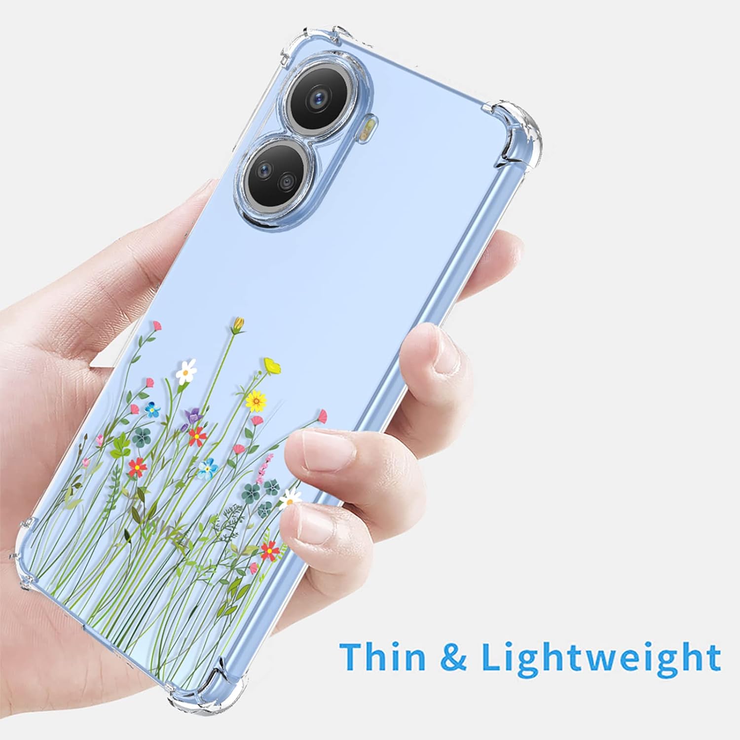 OEURVQO Funda transparente para Huawei Nova 10 SE, diseño floral suave, TPU a prueba de golpes, antiarañazos, funda protectora para Huawei Nova 10