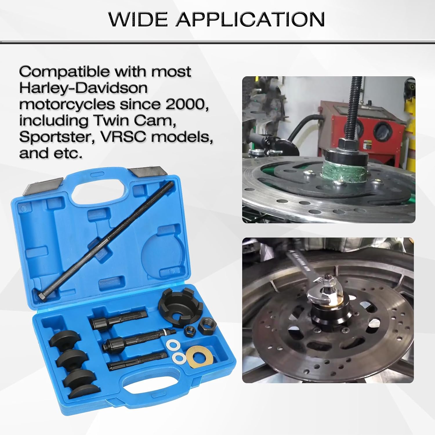 ReluxGo Kit de herramientas de extracción de rodamientos de rueda para Harley Davidson, herramienta de extracción e instalación de rodamientos de