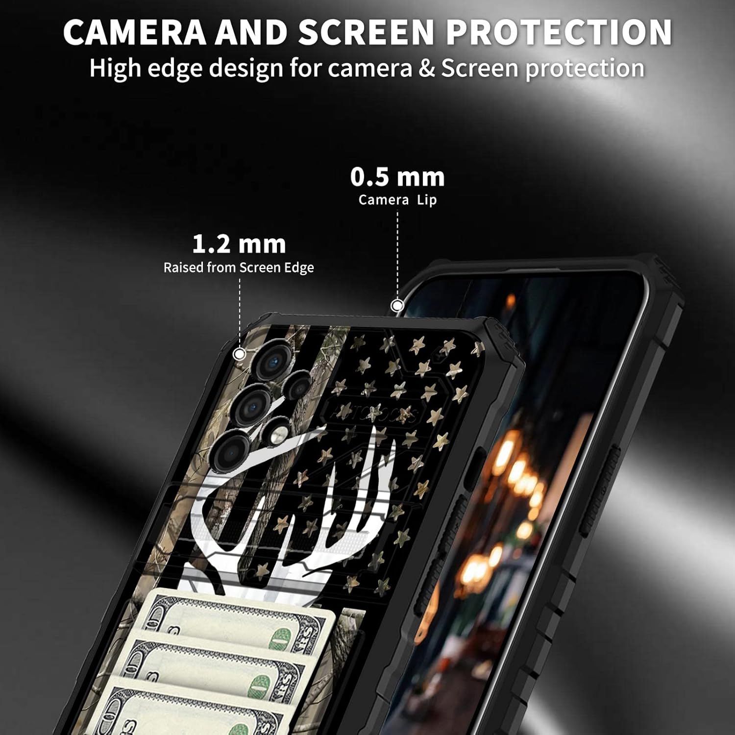 Funda para Samsung Galaxy A32 5G con ranura desmontable para tarjetero, función atril, doble capa, resistente, a prueba de golpes, funda oculta para