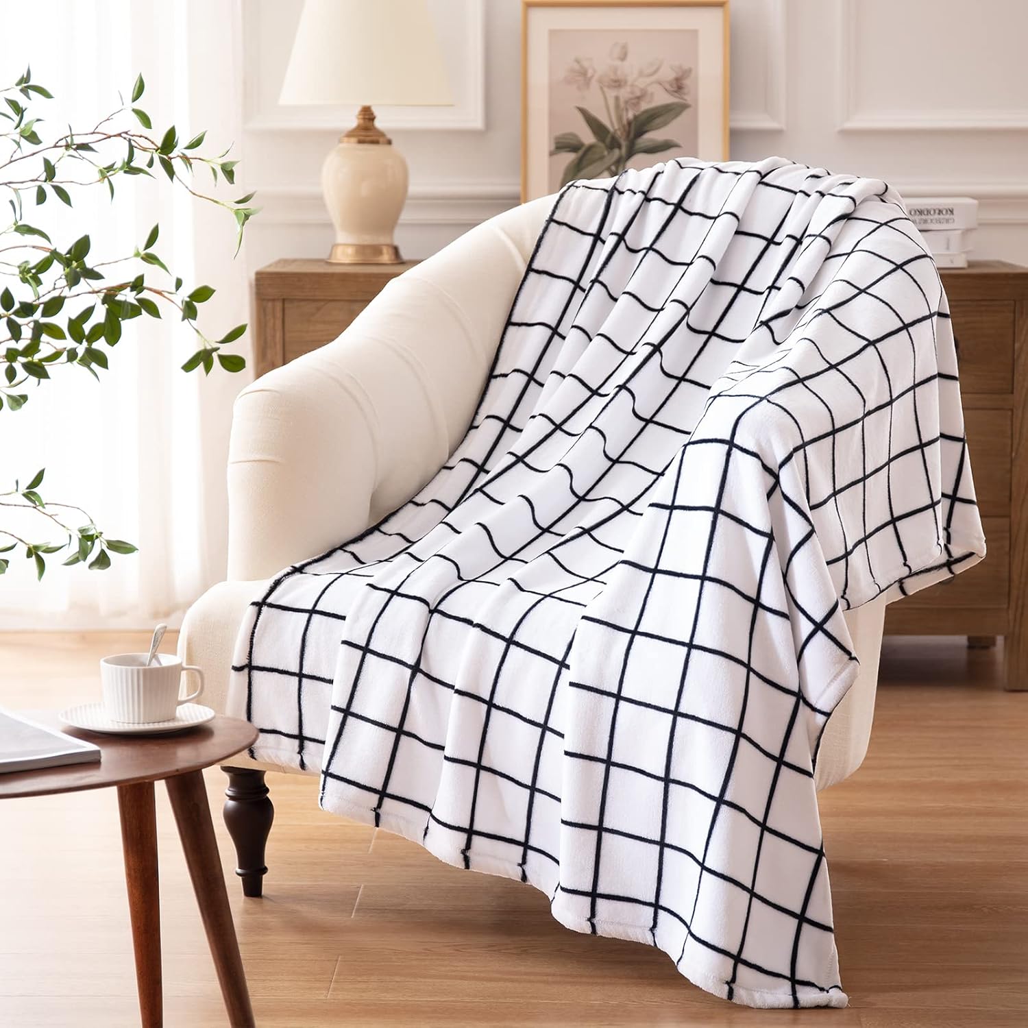 Bertte – Cobija aterciopelada, ultraafelpada, muy suave, con decoración de rayas, para cama tamaño queen