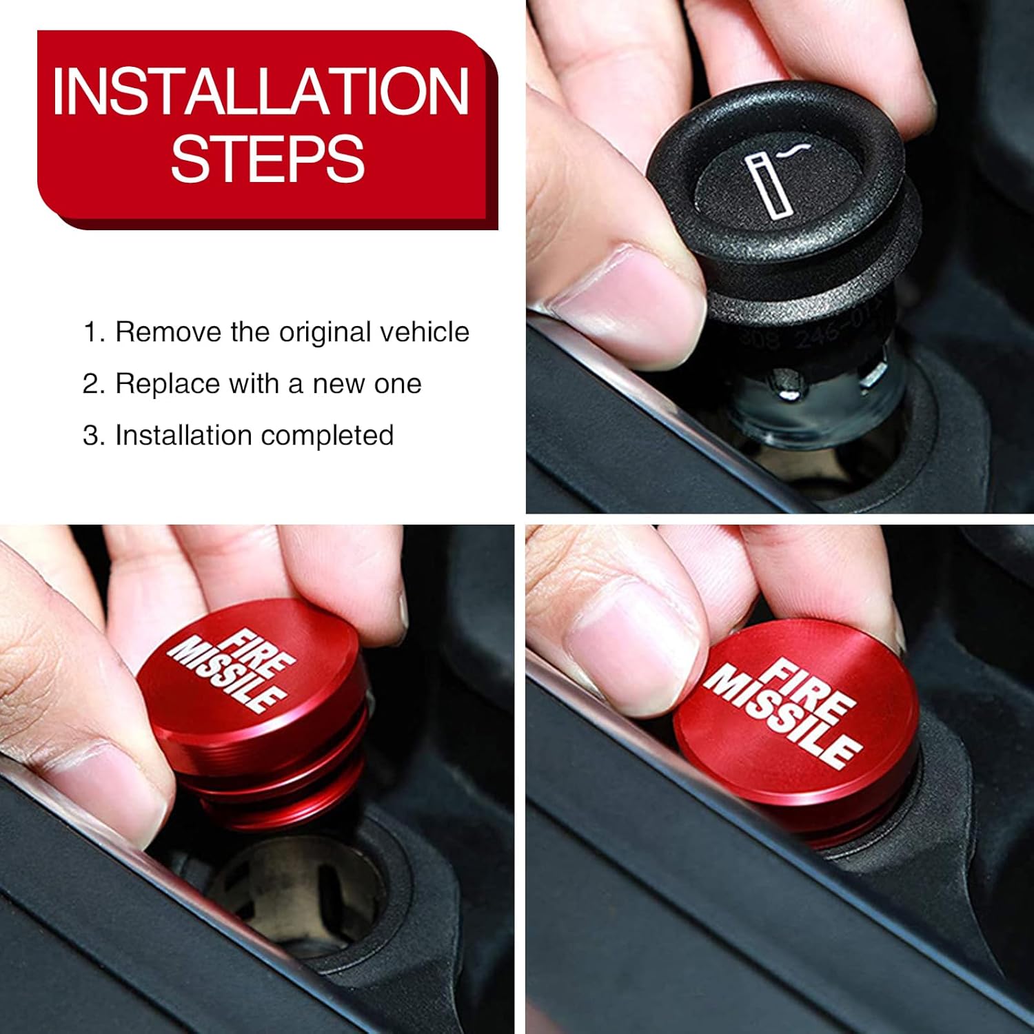2 fundas de botón de metal para encendedor de cigarrillos de automóvil, reemplazo de cubierta decorativa para encendedor de cigarrillos, enchufe