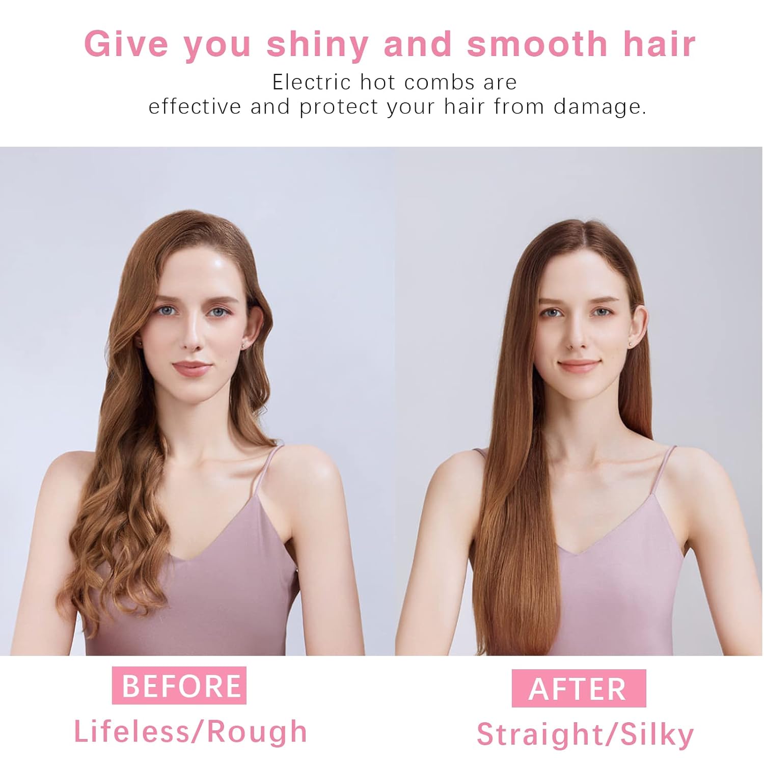 Plancha eléctrica de pelo con peine caliente, peine alisador eléctrico de lujo para pelucas de cabello negro natural, peine eléctrico para pelucas