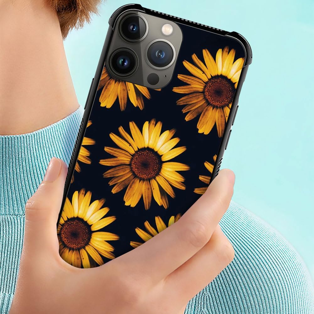 DAIZAG Funda compatible con iPhone 15 Pro Max, diseño Art Sunflower iPhone 15 Pro Max para hombre y mujer, protección completa, a prueba de golpes,