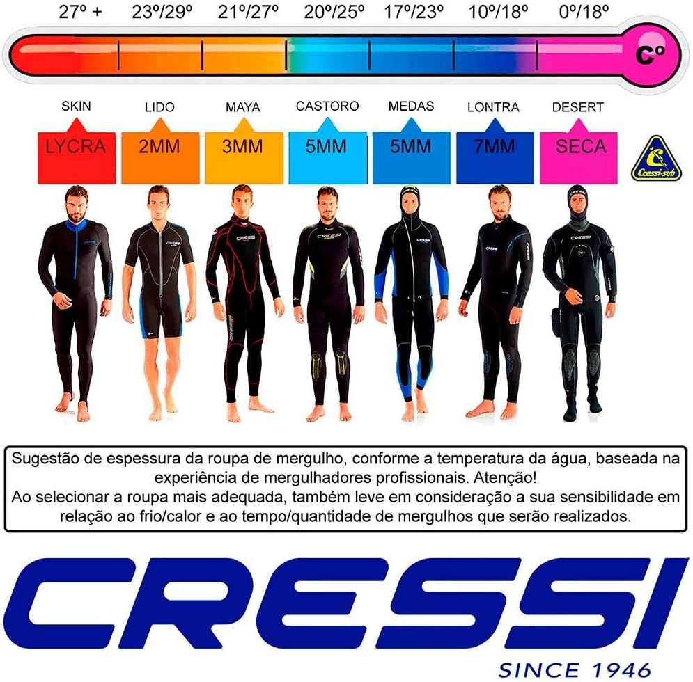 Cressi Traje de neopreno de una pieza de pesca submarina y apnea con almohadilla de pecho, protección de rodilla, diseño anatómico – Tokugawa