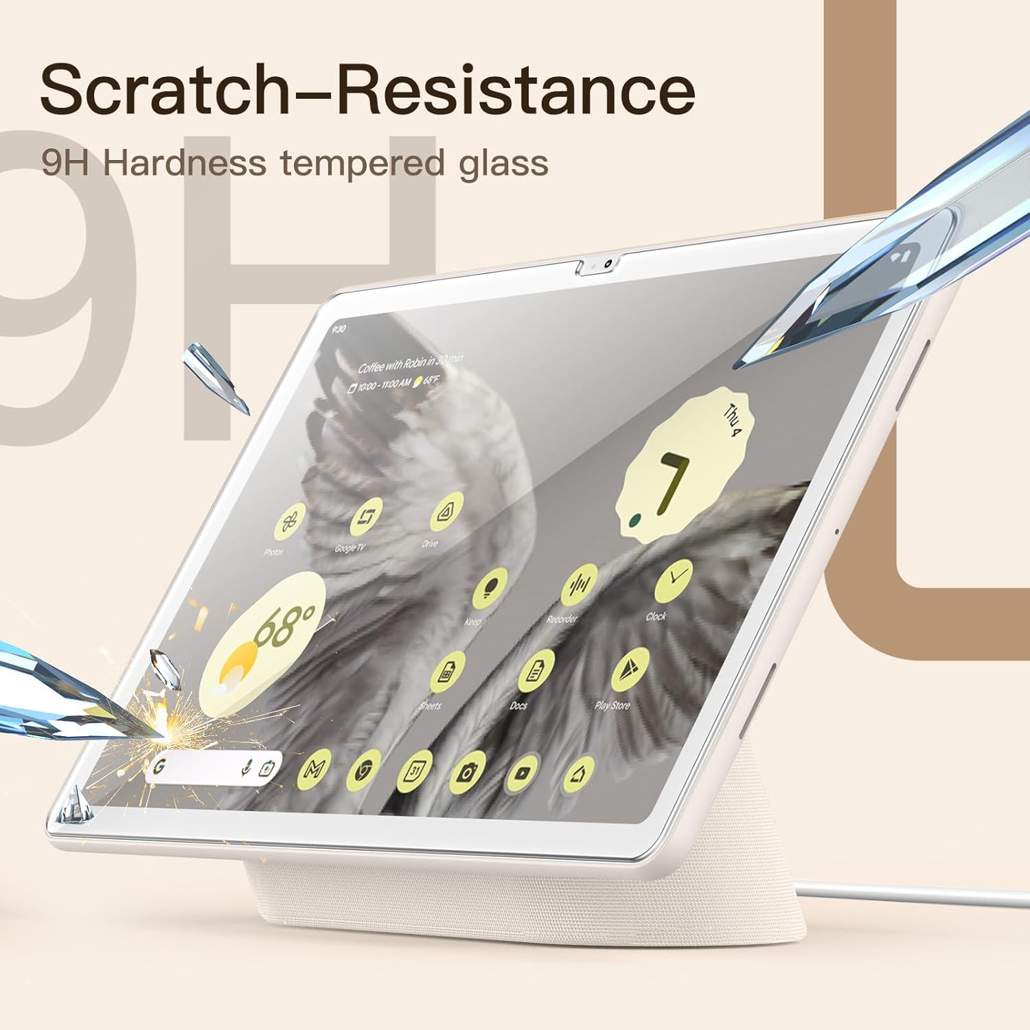 JETech Protector de pantalla para tableta Google Pixel (11 pulgadas, modelo 2023), película de vidrio templado 9H, transparente HD, paquete de 2