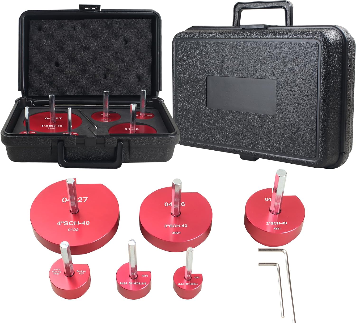 04529 para kit de herramientas de escariador de tubos de PVC con 34 pulgadas, 1 pulgada, 1-12 pulgadas, 2 pulgadas, 3 pulgadas, 4 pulgadas de