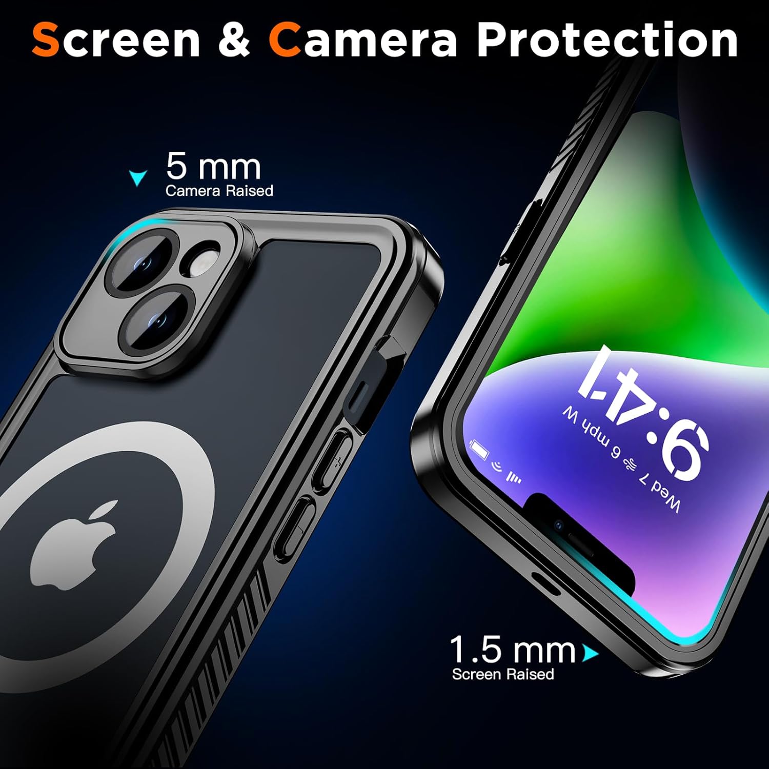 Beasyjoy Funda impermeable para iPhone 14, a prueba de golpes, a prueba de polvo 360, funda magnética de cuerpo completo con protector de pantalla