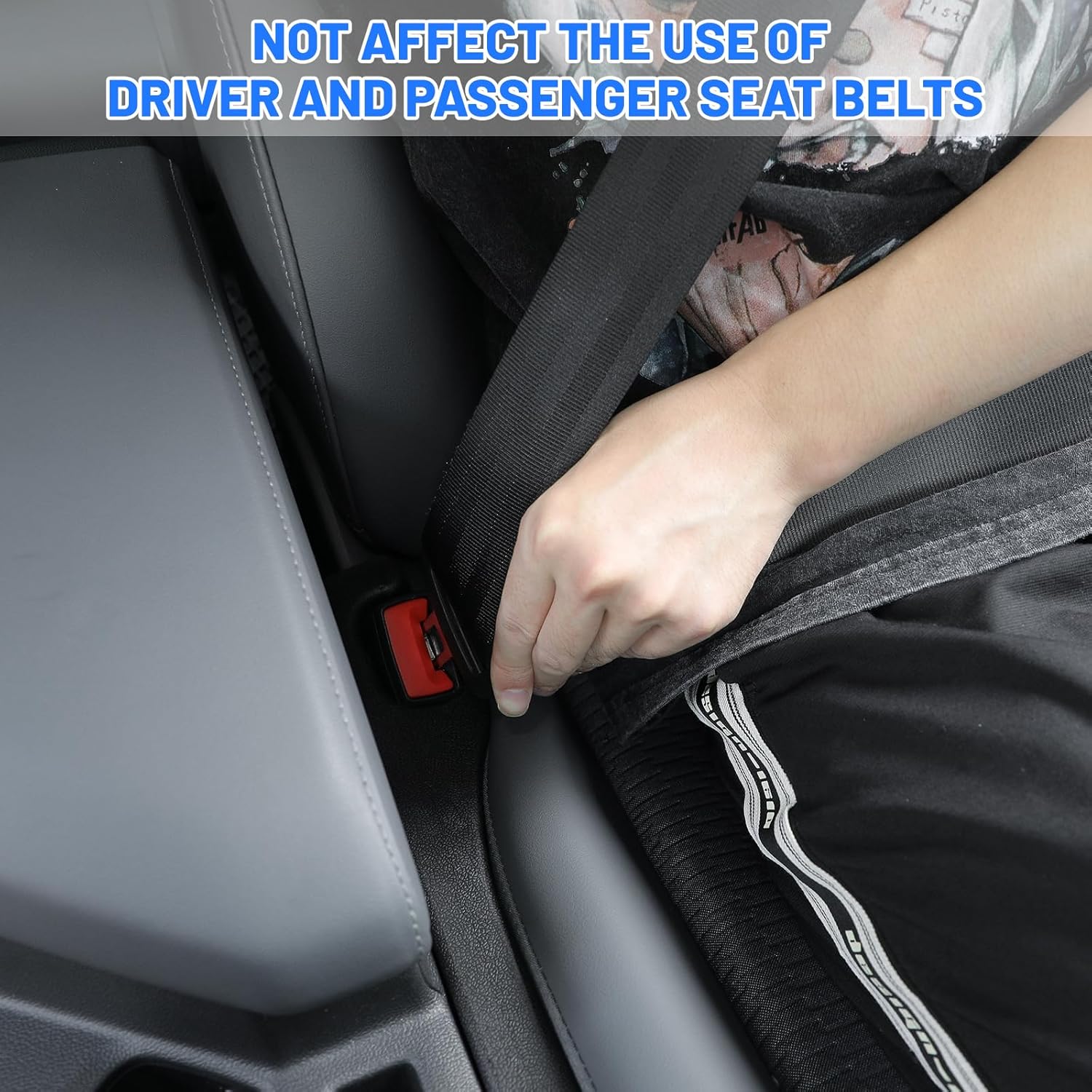 QUUREN Paquete de 2 rellenos de huecos para asiento de automóvil con agujeros para cinturón de seguridad, organizador de espacio para asiento de