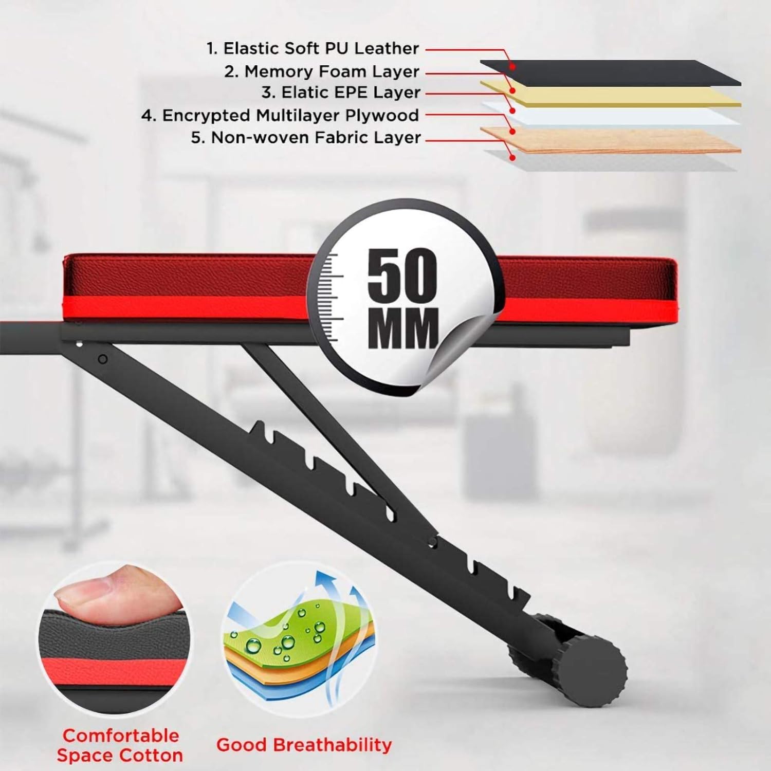 Taburete plegable con mancuernas  Banco de pesas ajustable  Plegable planoinclinadoDecline Bench Press  Banco para sentarse  para entrenamiento en