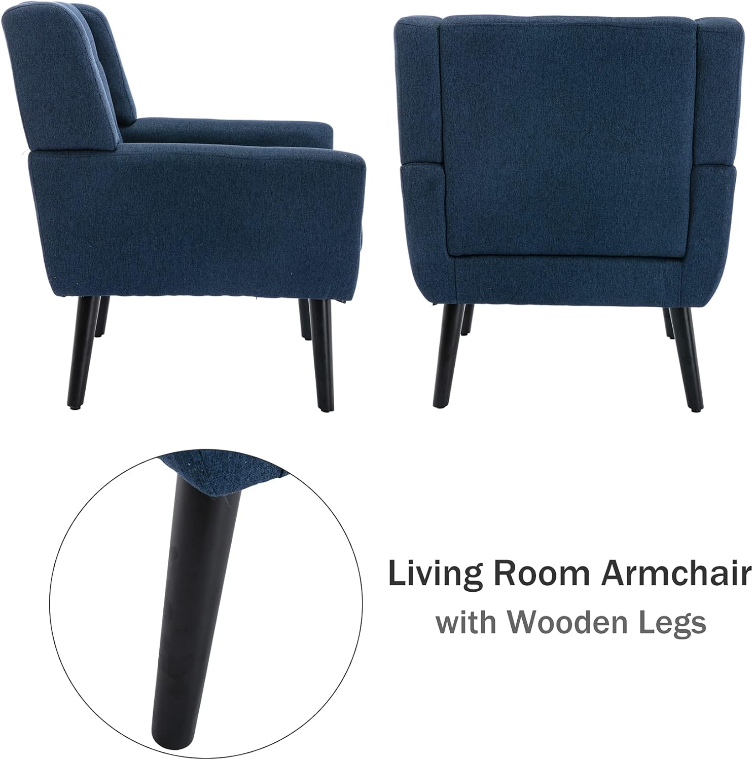 Dolonm Midcentury – Silla decorativa moderna con brazos, silla auxiliar de lectura de tela tapizada con respaldo copetudo, silla decorativa con