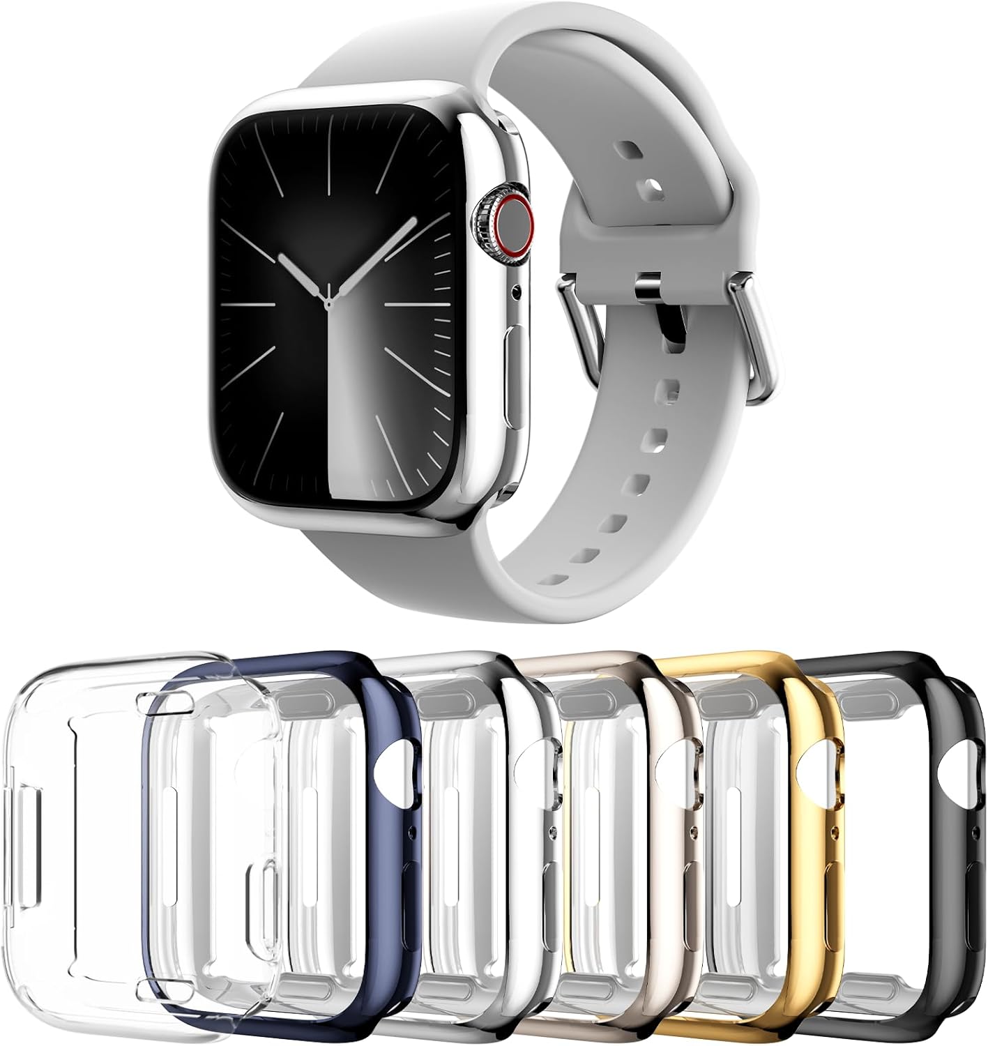 Funda para Apple Watch Series 987 de 1.614 pulgadas, paquete de 6 Protector de pantalla de TPU suave ultrafino de repuesto para iPhone Watch iWatch