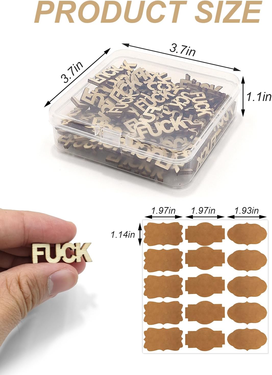 Fu*ks – Letra recortada de madera, 100 unidades, diseño de mal estado de ánimo, día de cumpleaños, vacaciones, regalo para amigos, regalo divertido,