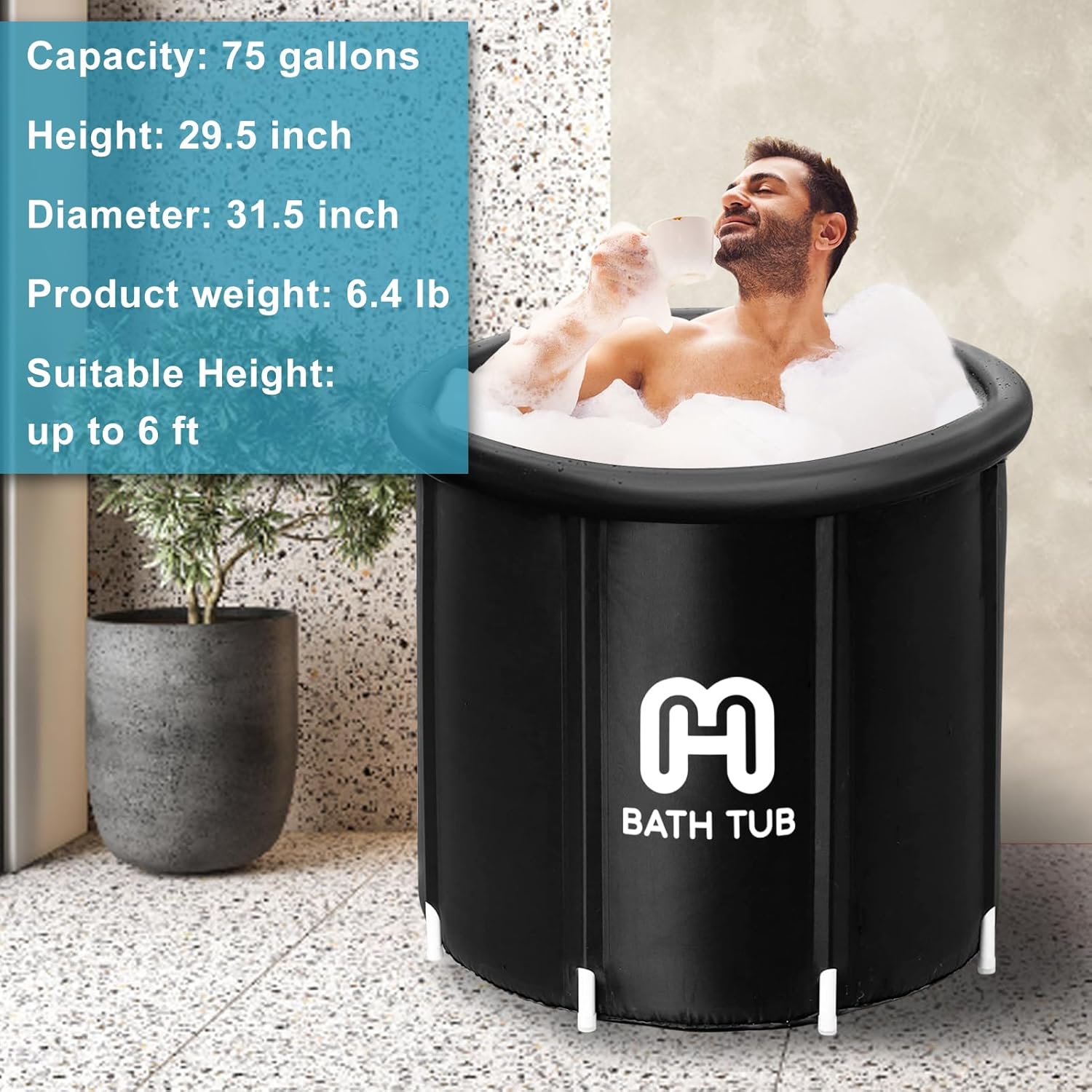 Bañera plegable portátil para adultos, bañera de hidromasaje, bañera plegable independiente para el hogar, bañera de hidromasaje con cojín (31.5 x