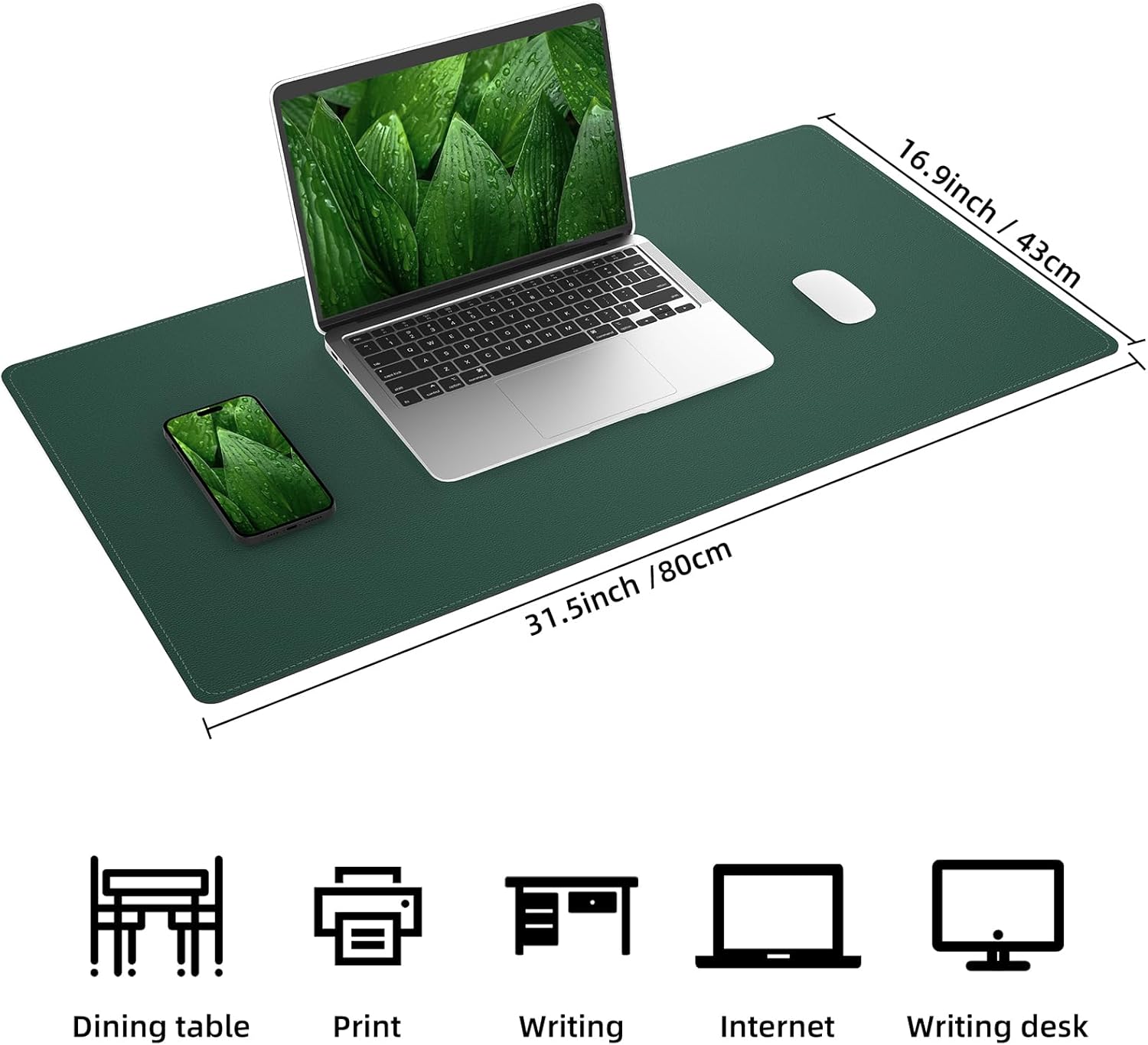 AFIING Alfombrilla de escritorio de doble cara, corcho natural y piel sintética, protector de alfombrilla de escritorio antideslizante, impermeable,