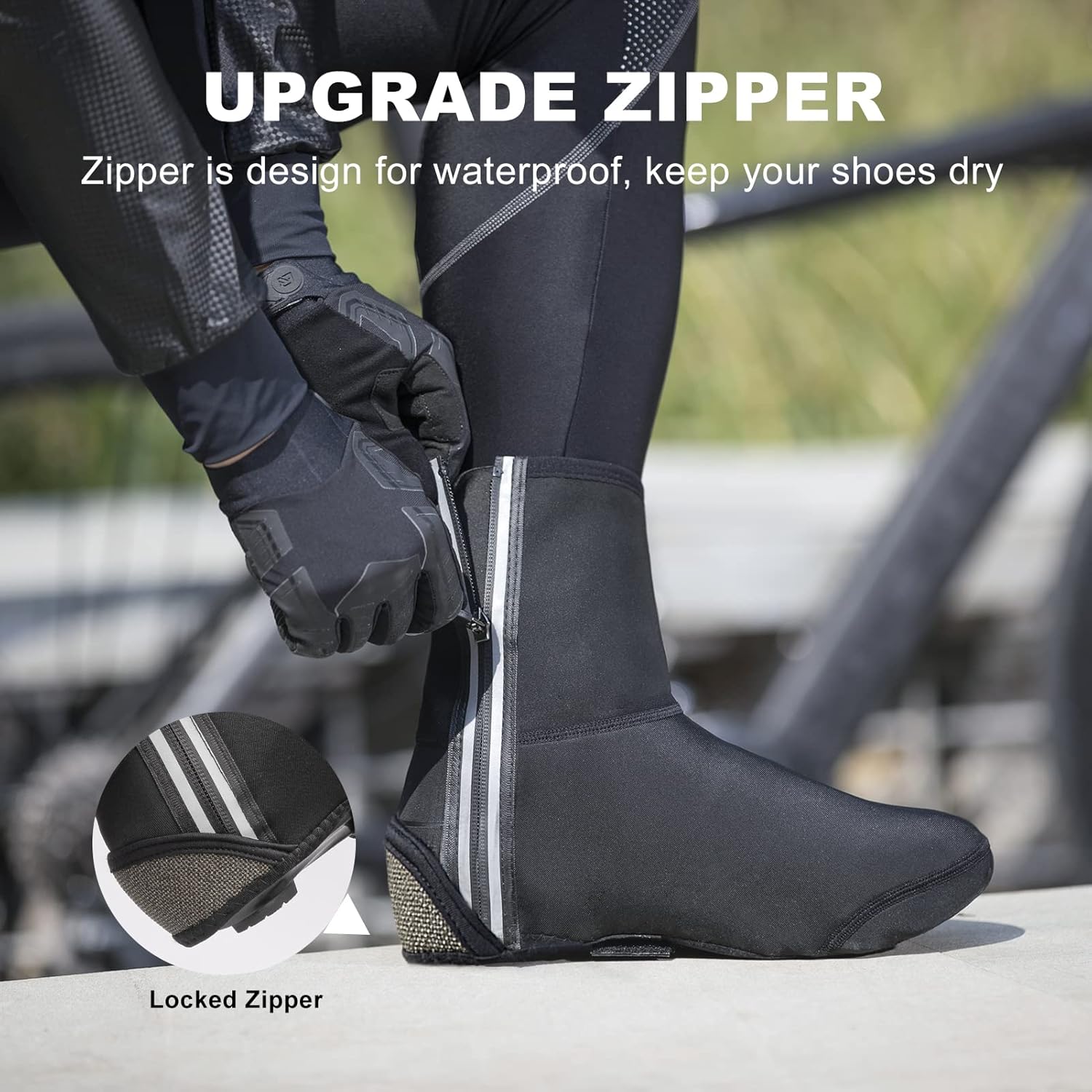 ROCKBROS Fundas para zapatos de ciclismo, cubierta de zapatos de invierno, resistente al agua, térmicas, para bicicleta, a prueba de viento, para