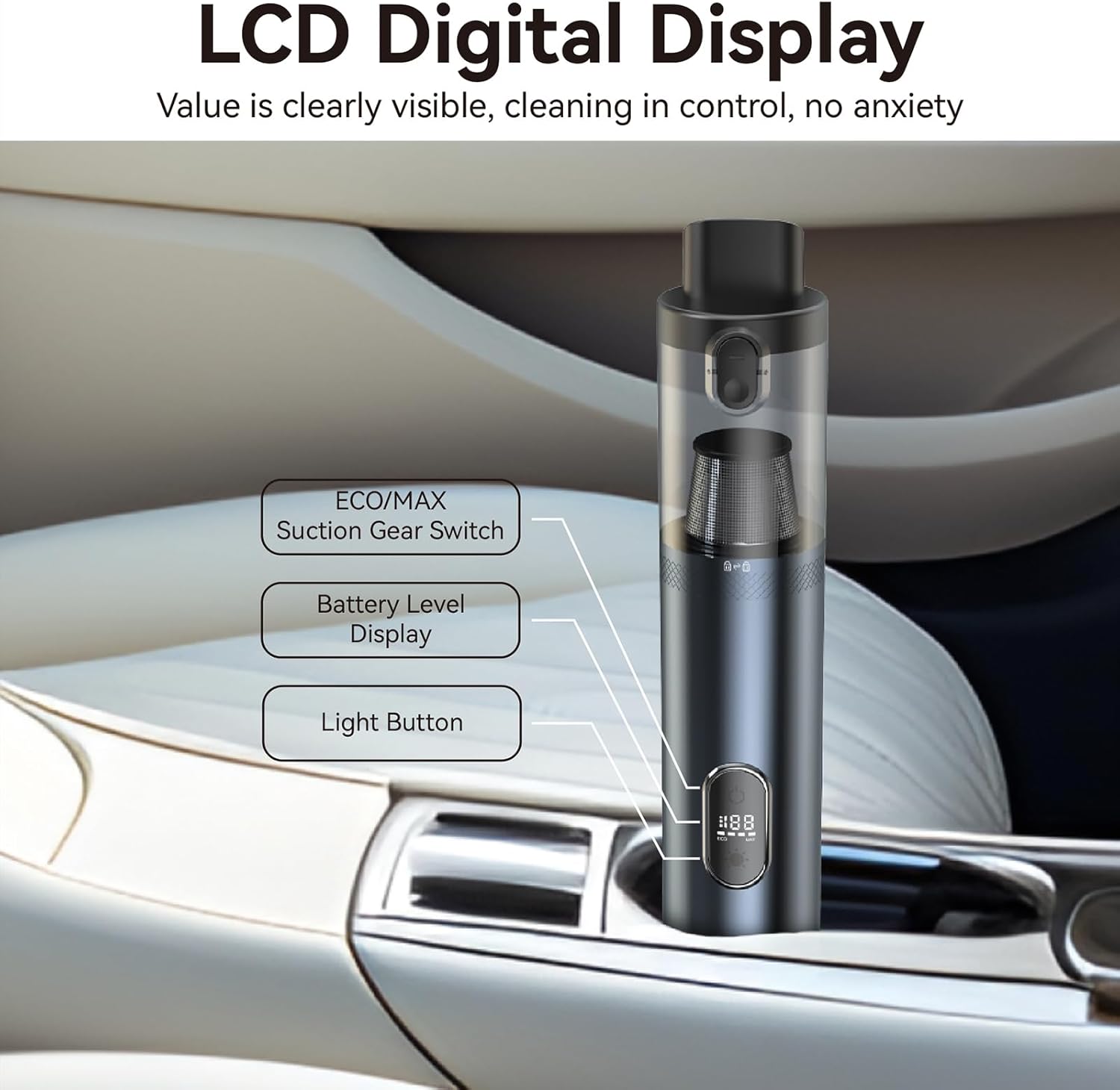 Aspirador de coche de alta potencia, aspiradora portátil inalámbrica 3 en 1, potente aspiradora de mano inalámbrica de 13000 PA con luz LED,