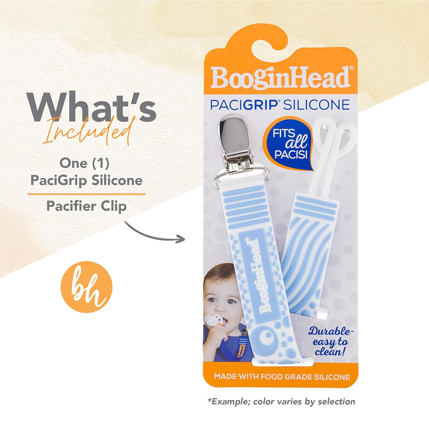 BooginHead Clip de silicona para chupete de bebé, color naranja