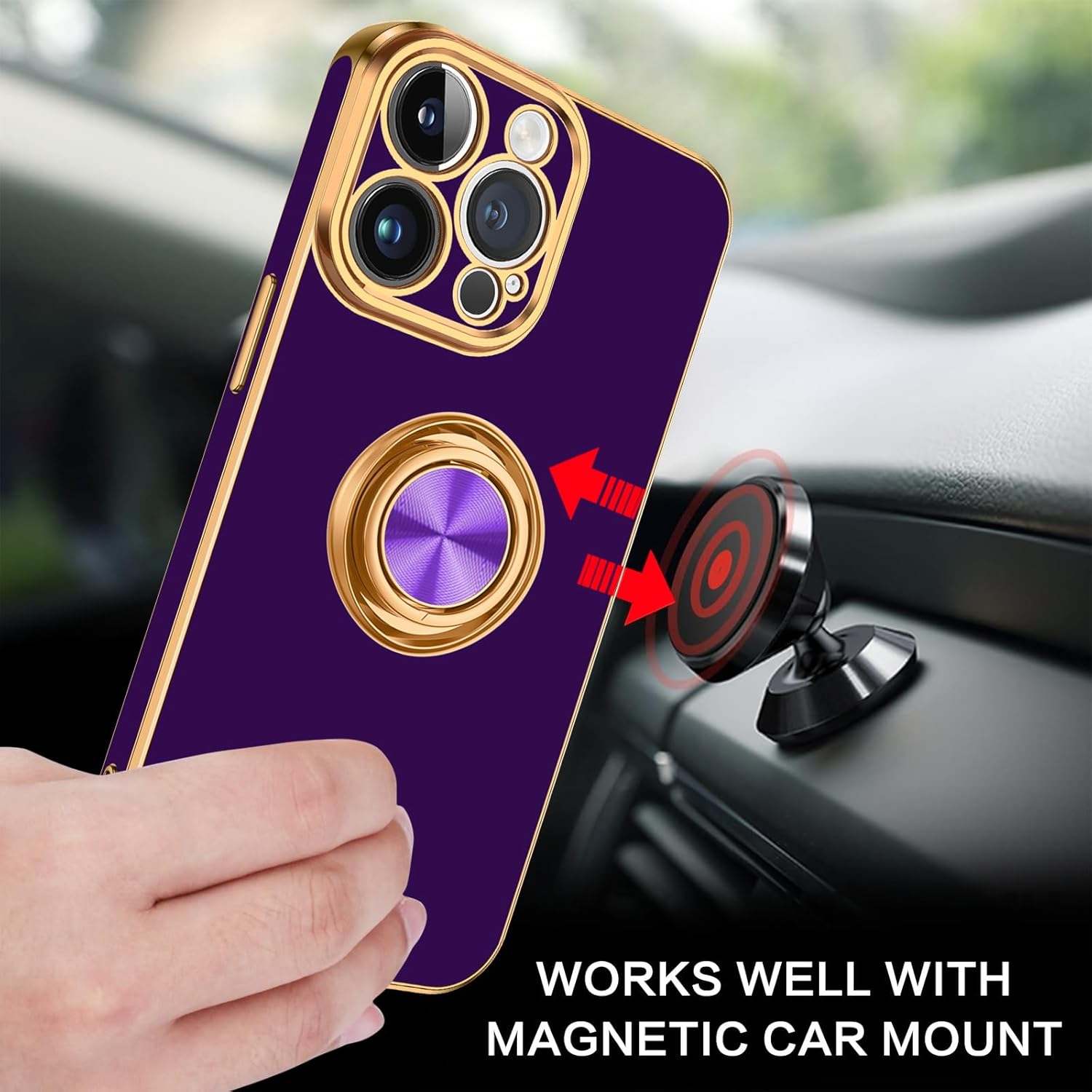 BENTOBEN Compatible con iPhone 15 Pro, funda para teléfono iPhone 15 Pro, ajuste delgado, soporte de anillo de 360, soporte magnético para