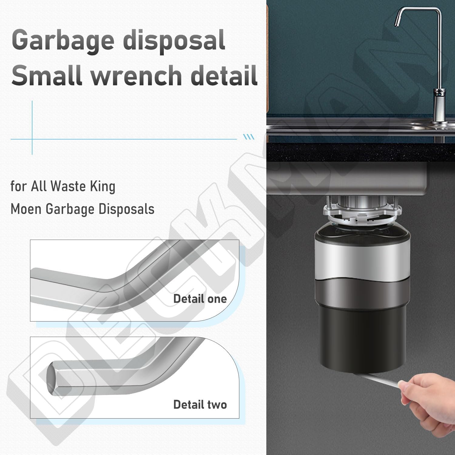 Llave de desatascamiento para triturador de basura, llave de desatasco, para desalojar atascos o desorden desde arriba del fregadero, compatible con