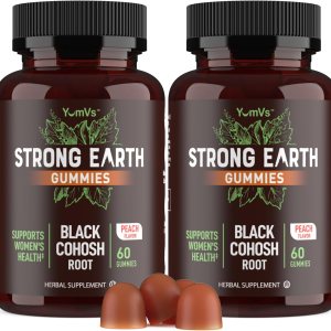 Strong Earth – Raíz de cohosh negro de 50 mg  Gomitas de cohosh negro (60 unidades) suplementos de extracto natural para la menopausia para mujeres, Strong Earth – Raíz de cohosh negro de 50 mg  Gomitas de cohosh negro (60 unidades) suplementos de extracto natural para la menopausia para mujeres,