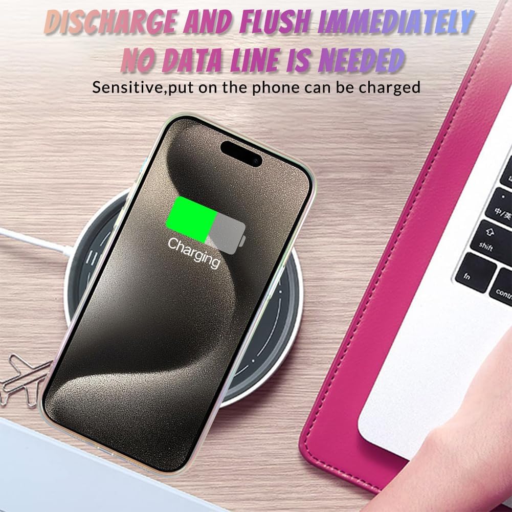 Bonoma Funda compatible con iPhone 15 Pro Max, funda de lujo con cristal iridiscente florescente con cristales iridiscentes, protector de cámara + 2