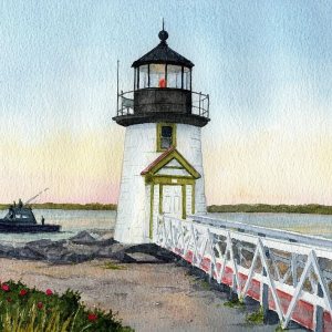 Brant Point Lighthouse Nantucket Massachusetts – Impresiones artísticas de acuarela mate (5 x 7) Brant Point Lighthouse Nantucket Massachusetts – Impresiones artísticas de acuarela mate (5 x 7)