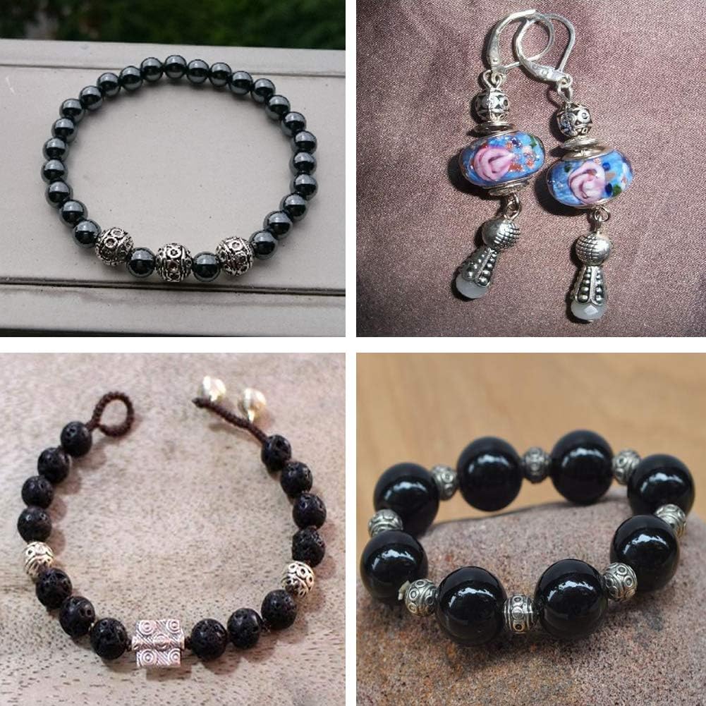 Craftdady 20 cuentas espaciadoras redondas de plata antigua de 0.315 in de metal tibetano para hacer joyas agujero 0.039 in