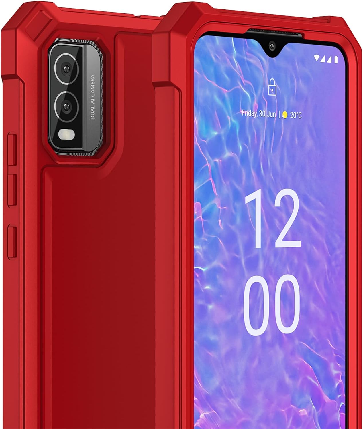 Ailiber Funda para Nokia C210 5G, Nokia C210 con protector de pantalla de vidrio templado, protección de estructura de doble capa, protección de