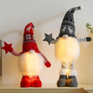 2 gnomos de Navidad iluminados con patas retráctiles de resorte, regalo de Navidad, decoración de Navidad para mesa de invierno, decoración de 2 gnomos de Navidad iluminados con patas retráctiles de resorte, regalo de Navidad, decoración de Navidad para mesa de invierno, decoración de