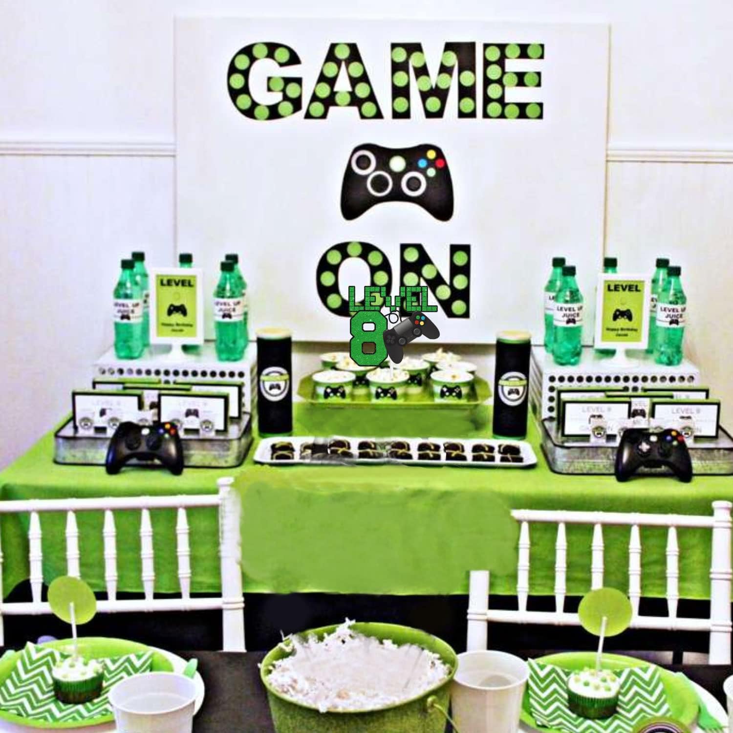 Decoración para pastel de nivel 8 de videojuegos  Decoración perfecta para fiesta de cumpleaños o fiesta temática de videojuegos para adolescentes